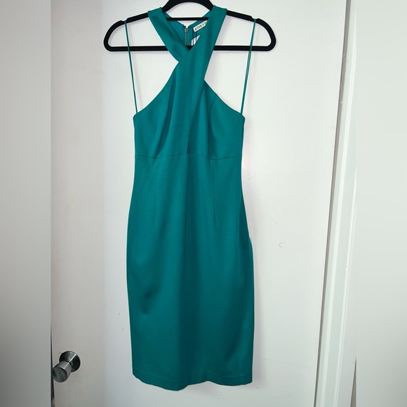 NWT Alice + Olivia Turquoise Halter Dress Sz 6 - Picture 2 of 7